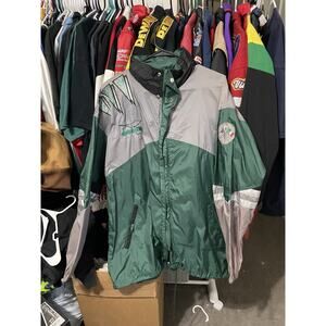Size L- Vintage Diadora Jacket Men Green Black Nylon Windbreaker Hood Soccer 90s